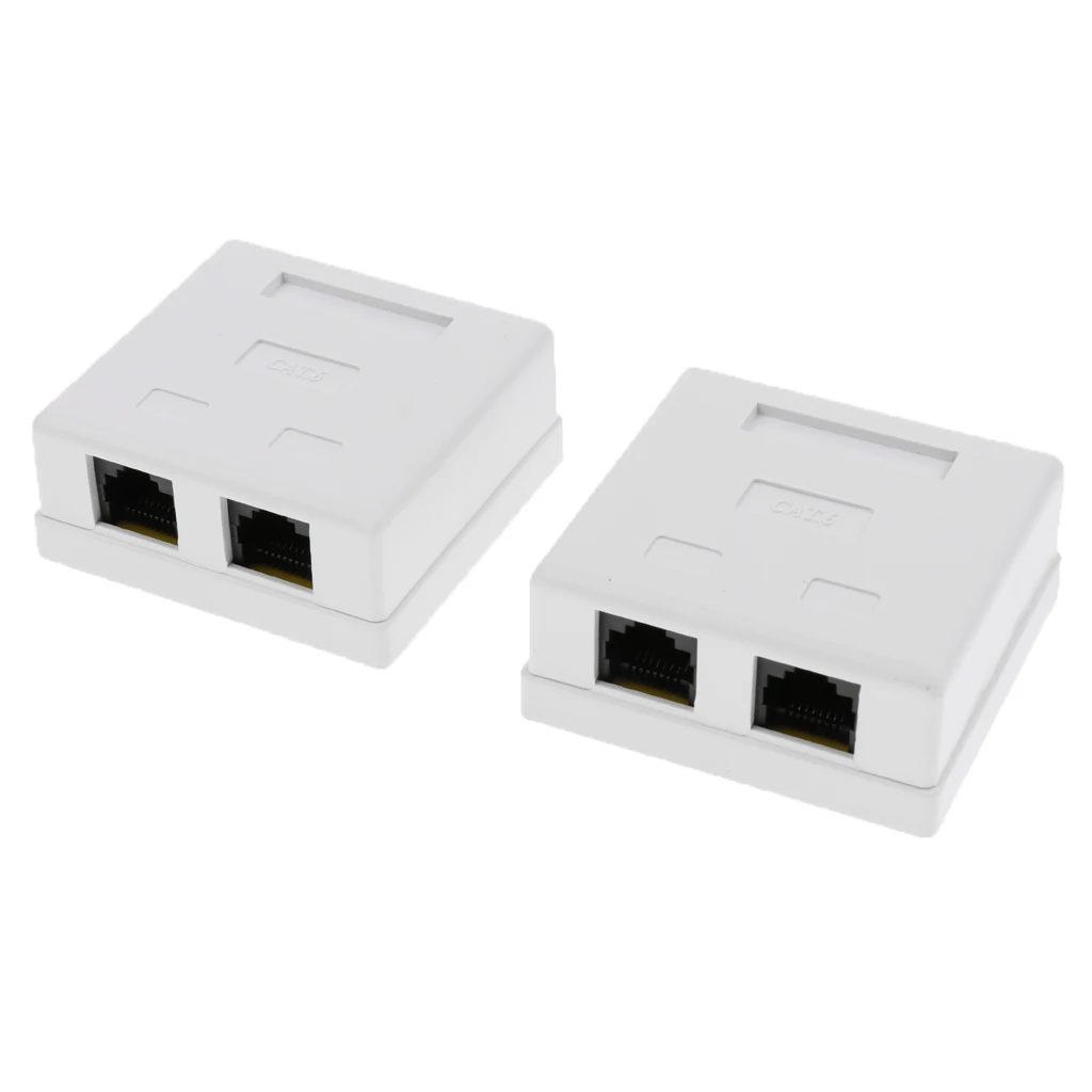 

2Pack 2 Ports Cat6 RJ45 Network/Internet Cable Wall Surface Mount Compact Box
