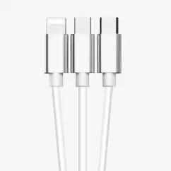 Мульти Быстрый 3 в 1 USB кабель для зарядки Micro type C 8 Pin для iPhone Android мобильный телефон Универсальный Удлинительный шнур зарядного устройства - Цвет: White 3in1 SS
