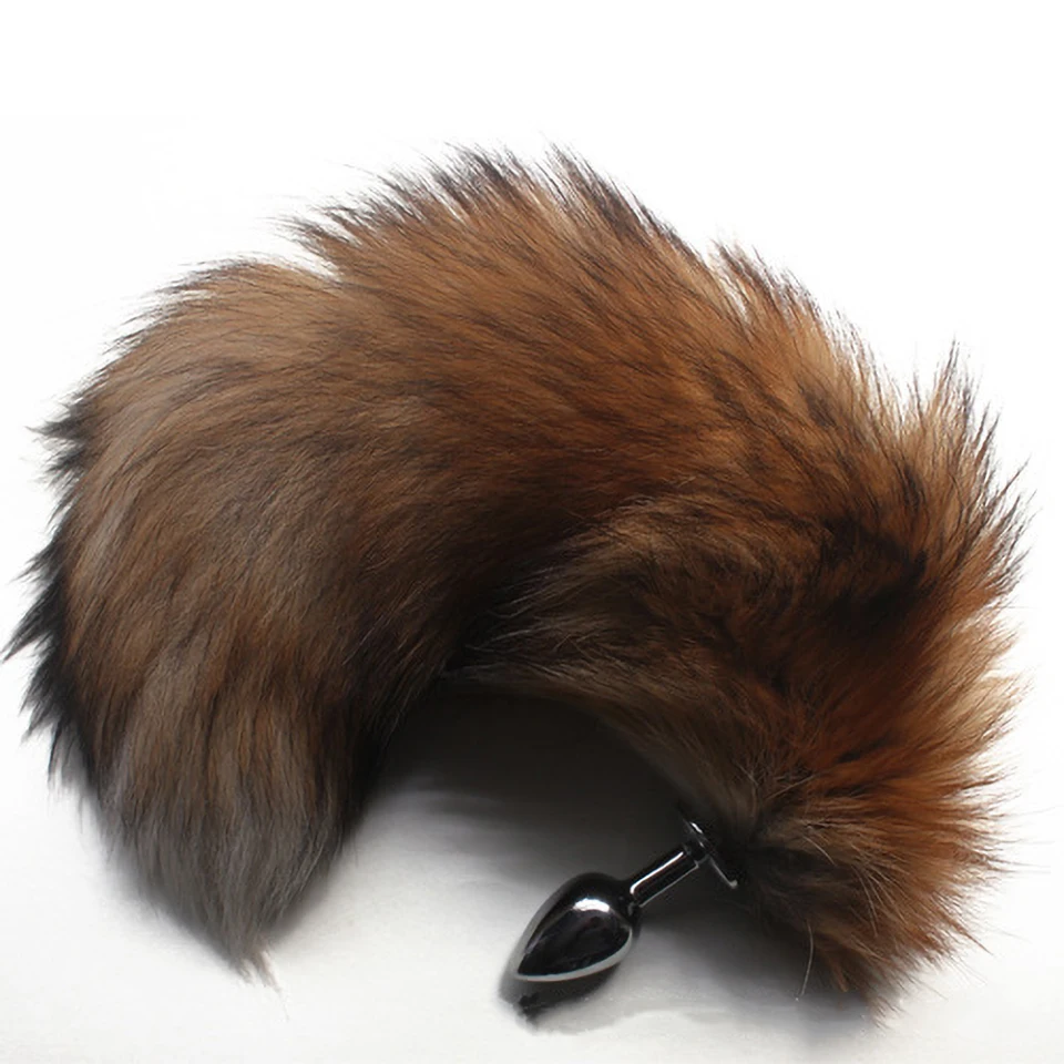 fox tail huge anal plug butt real hair sex toys for women men shop dog wolf masturbation device sexy |