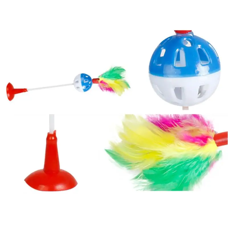 

Cat Teaser Wand Suction Cup Cute Fake Feather Cat Bell Toy Gatos Toys Pet Teaser Toy Wand Interactive Supplies Random Color