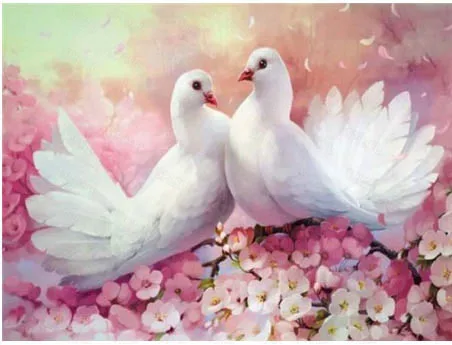 

Diy Diamond Painting Birds White Pigeons In Pairs Beautiful Artistic Conception Hallway Corridor Murals Couple Bedroom Painting