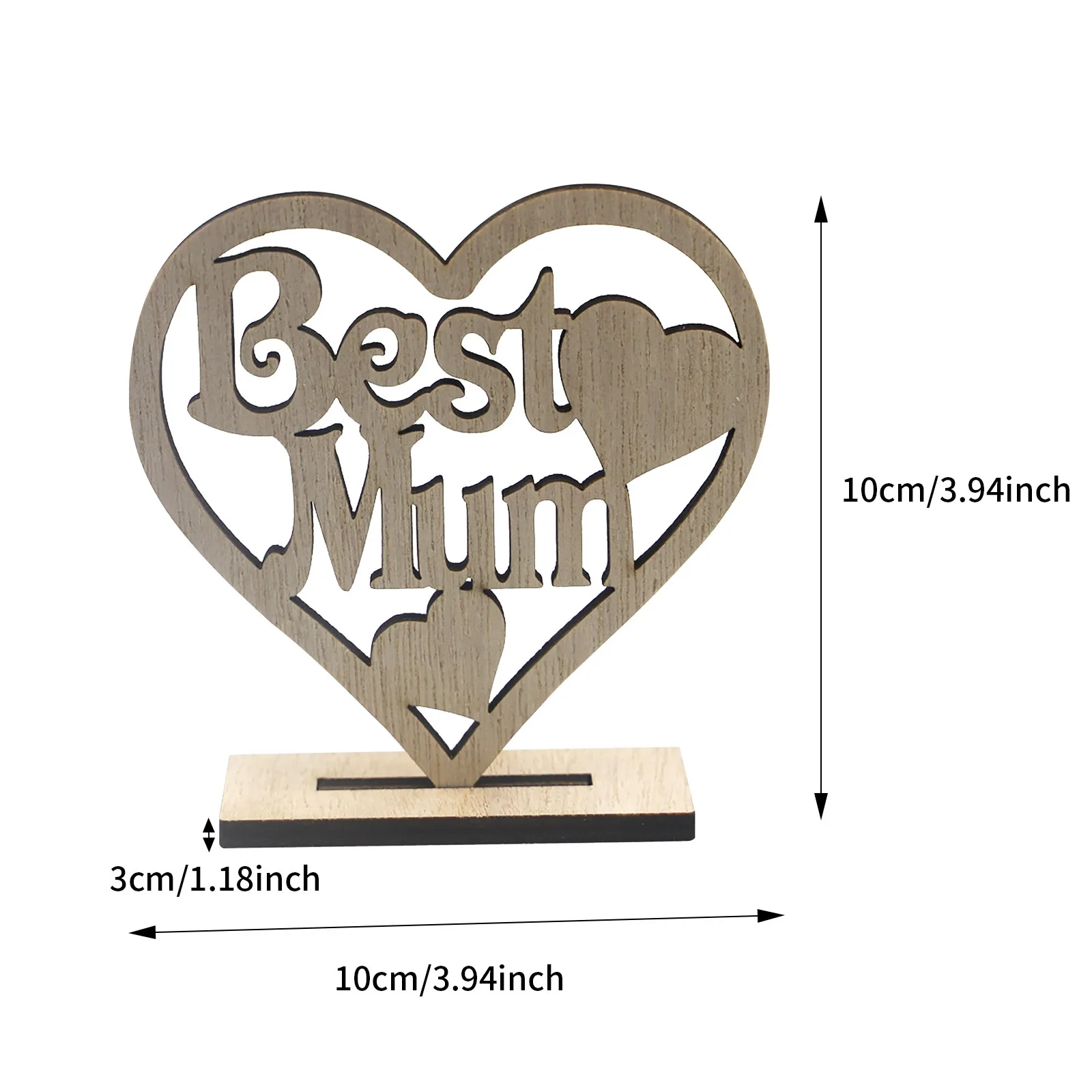 

The Letter Ornament Mother's Day Wooden Heart-shaped Hollow Ornament Woodblock Craft Birthday Gift Home Decoration Accessories