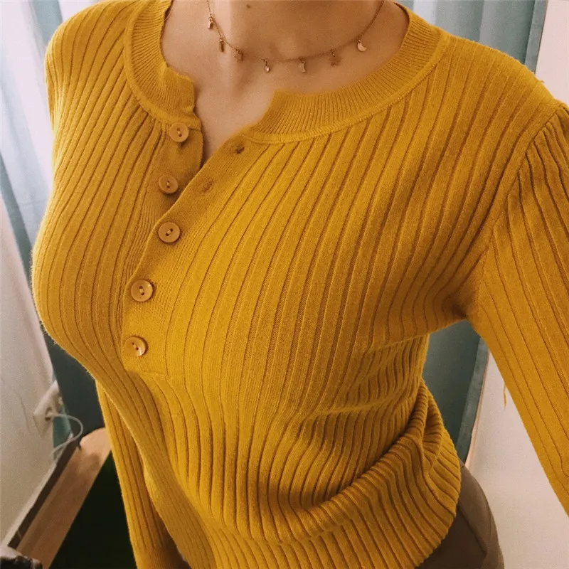 Пуловер женский трикотажный на пуговицах весна-зима SW9065 2021 | Женская одежда