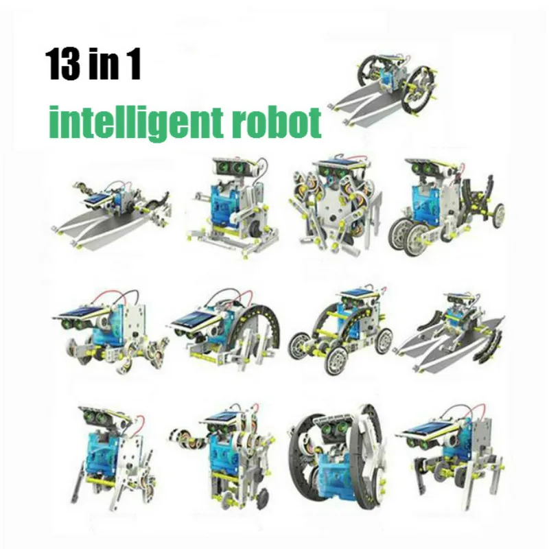 13 In 1 Educational Solar Robot Kit Power DIY Assembled Toy Car Boat Animal Blocks Kids Toys Gift puzzle assembled toys |