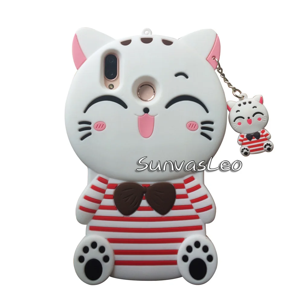 White Striped Cat Для huawei P20 Lite чехол 3D Мягкий силиконовый чехол для смартфона с единорогом из мультфильма кожаный чехол s Fundas Coque Capa протектор - Цвет: White Striped Cat
