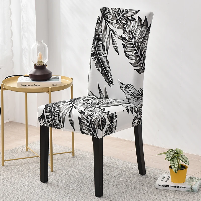 

Printed Stretch Chair Cover Elastic Seat Cover Office Computer Chair Cover Plaid Chairs for Kitchen Banquet Home Decor 1/2/4/6pc