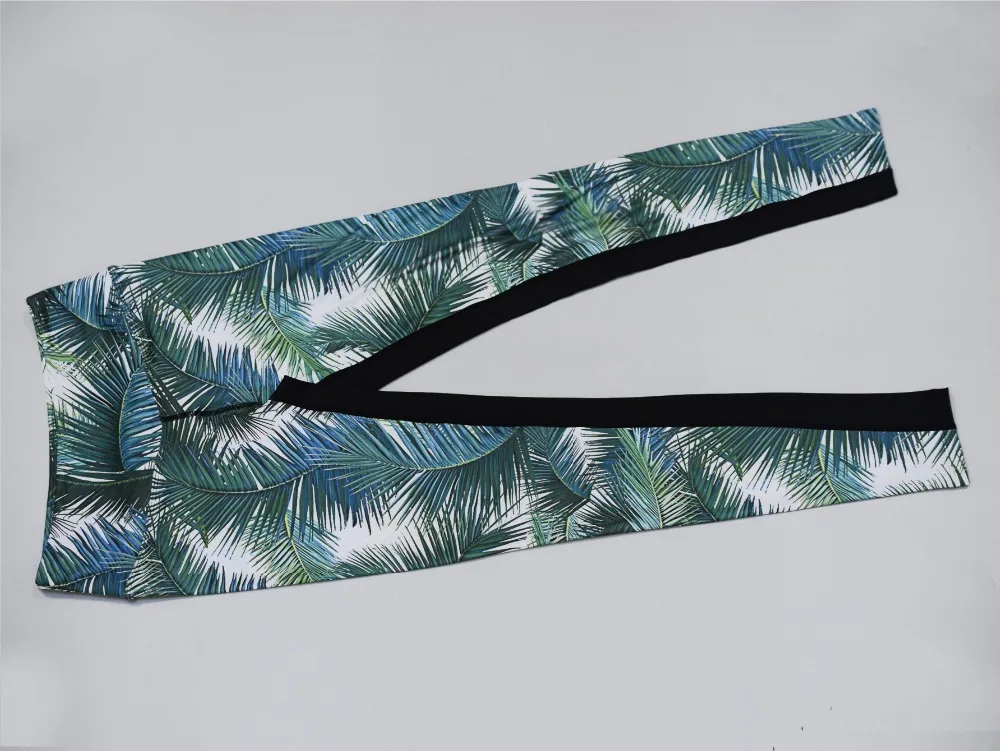 Женские модные сексуальные Компрессионные Леггинсы спортивный и досуг зеленая печать листьев набор женский sense push high костюм для фитнеса casua