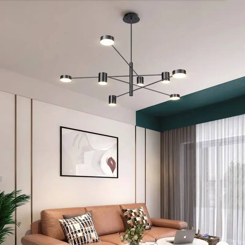 Kobuc Modern Fashion Rotatable Long Led Ceiling Suspended Chandelier Light Lamp Black Gold for Hall Kitchen Living Room Bedroom | Лампы и