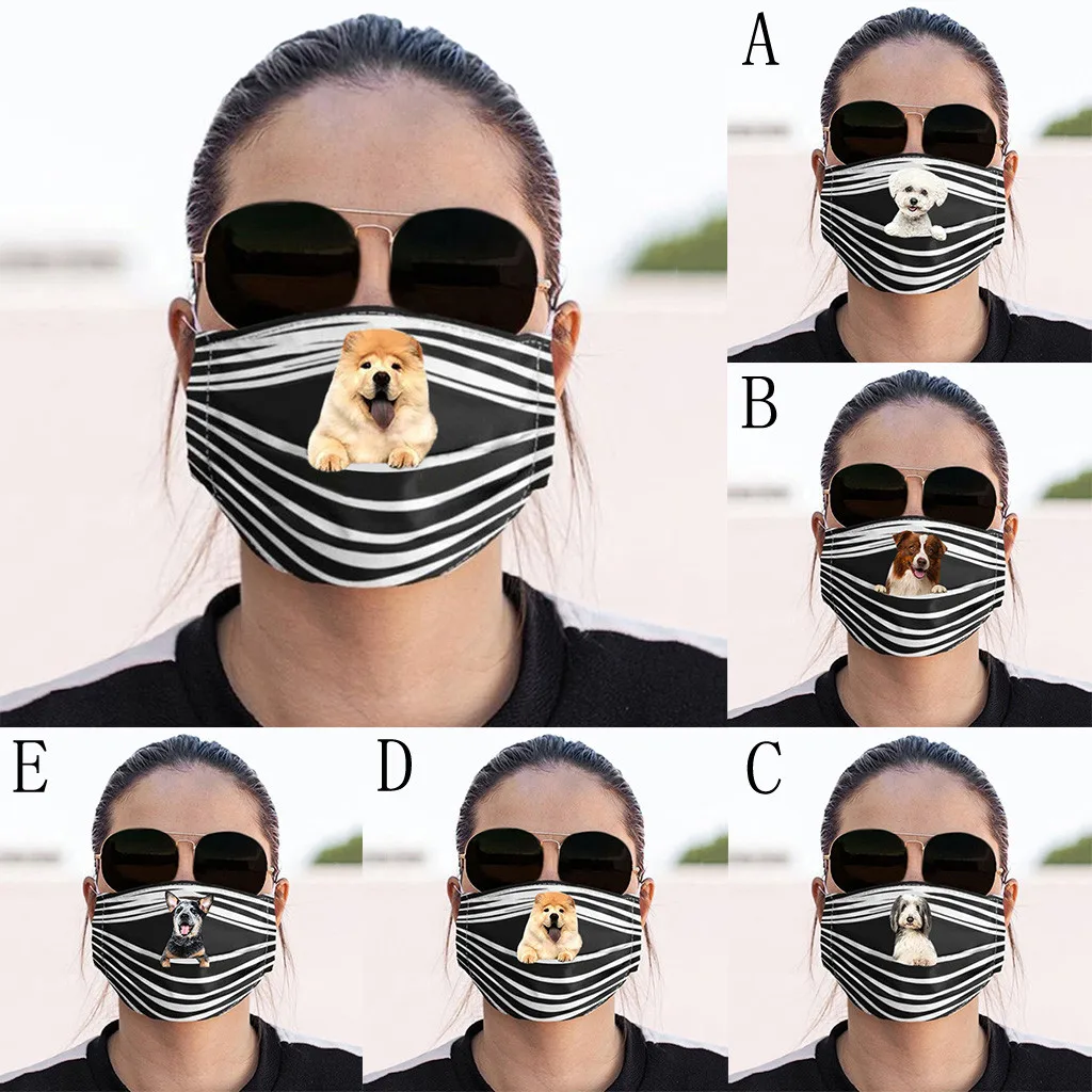 Маски для вечерние принты обычные собаки дышащая Обложка лица с фильтром можно