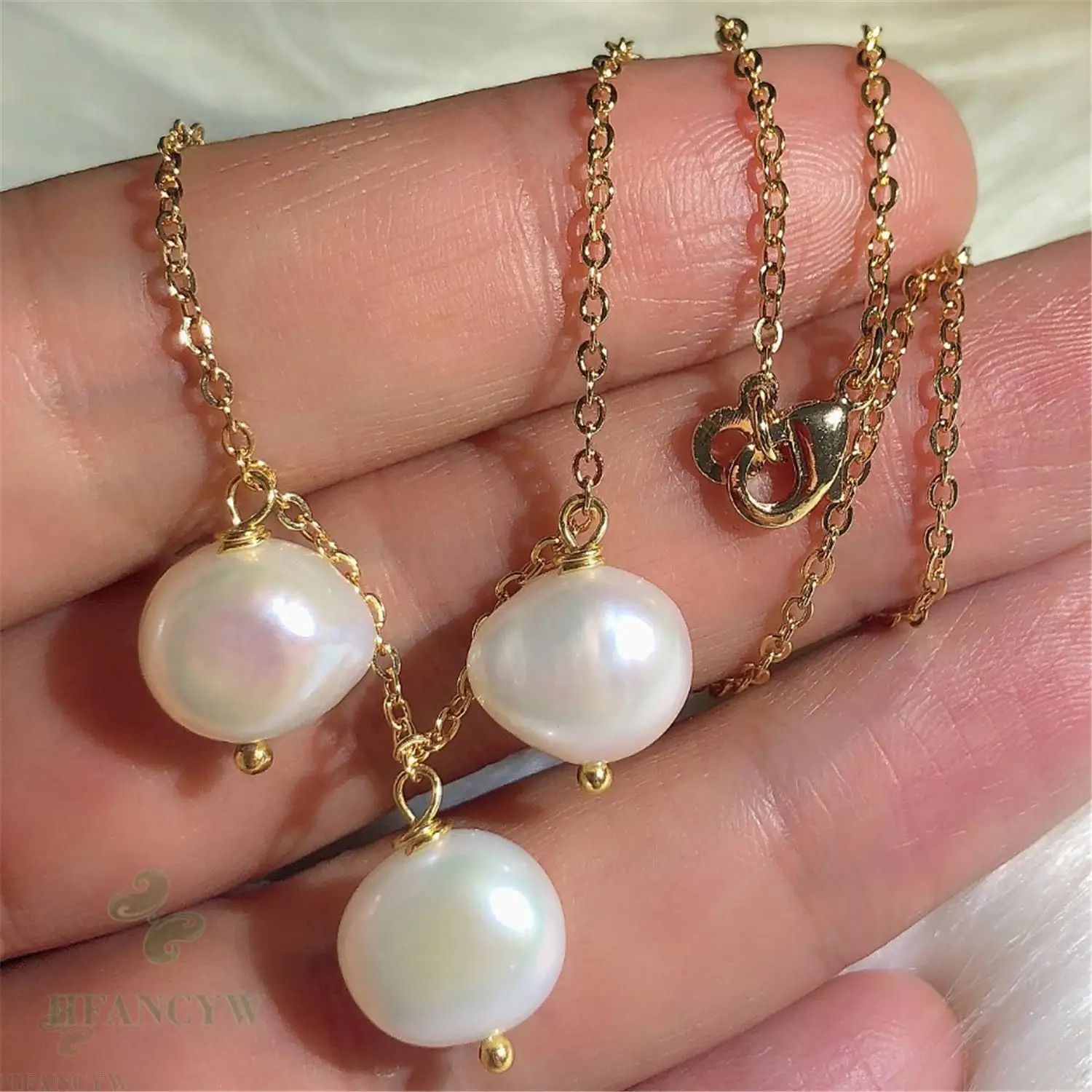 Белый барочный жемчуг 18k золотое ожерелье 18 дюймов висячая безупречная