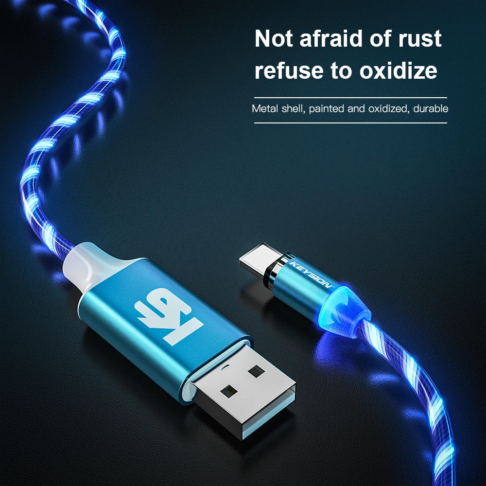 KEYSION Магнитный кабель течёт светильник светодиодный Micro USB для samsung type c Зарядка