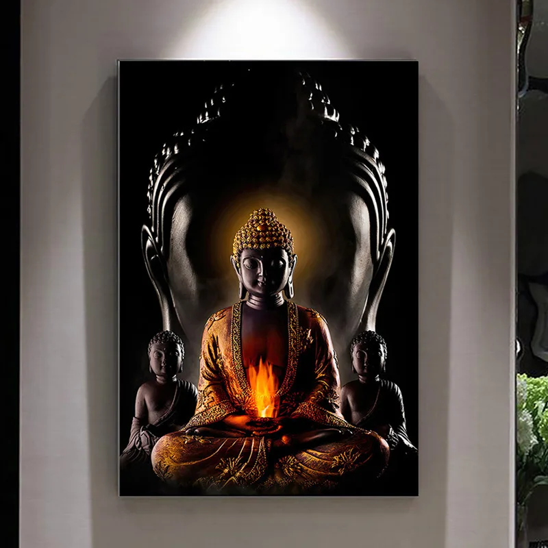 

Retro Brown Buddha Statue Canvas Painting Buddhism Posters And Prints Wall Art Pictures For Living Room Decoration