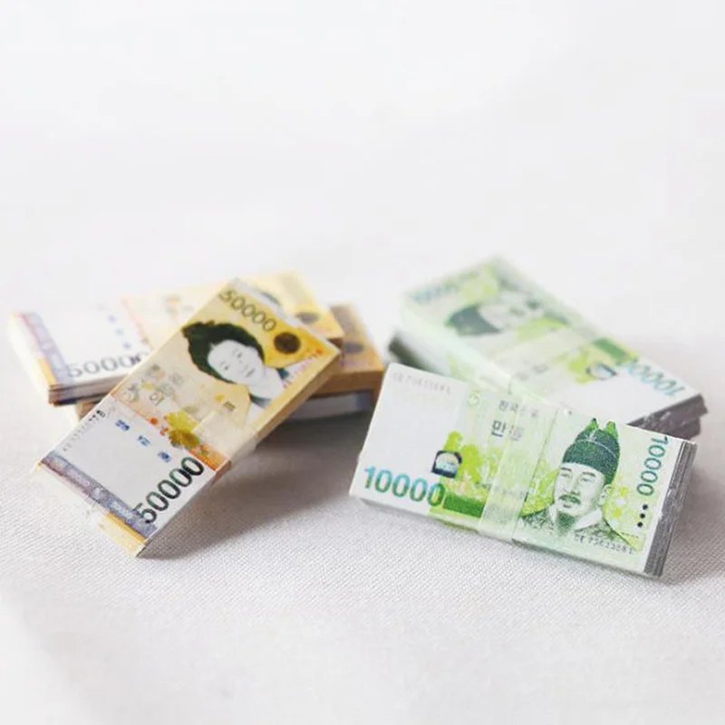 

10set/160sheets1:12 Dollhouse Miniature South Korean Won ​Banknotes Children Toy Doll House Korean Won Simulated Banknotes