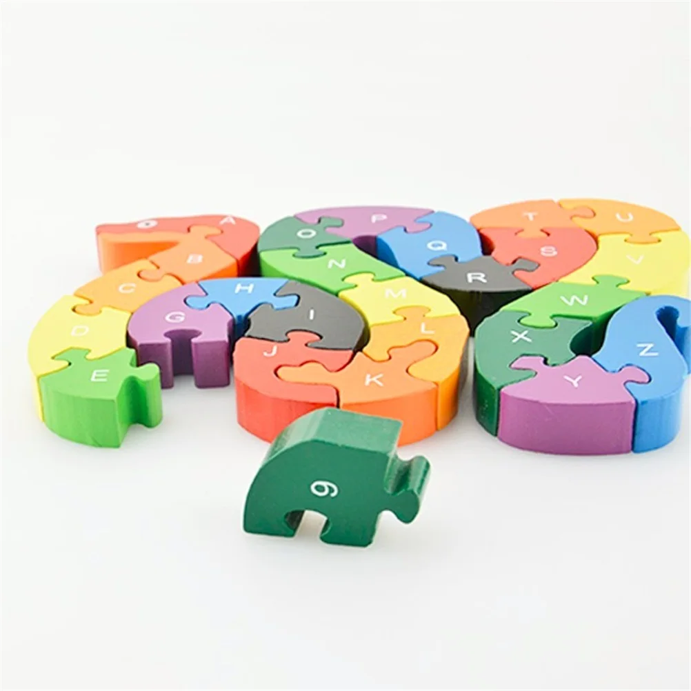 Kids Wooden Puzzle Toys Children Learning Letters Alphanumeric Lovely Snake Shape Educational Toy | Игрушки и хобби