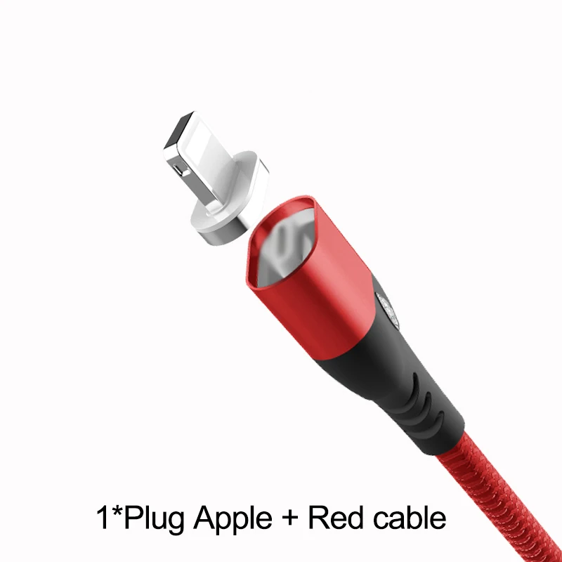 Red For Apple IONCT Магнитный кабель 3A Быстрая зарядка для айфона IPad Xiaomi samsung Android магнитная зарядка телефон магнит зарядное устройство Micro USB type C провод для зарядки data - Цвет: Red For Apple