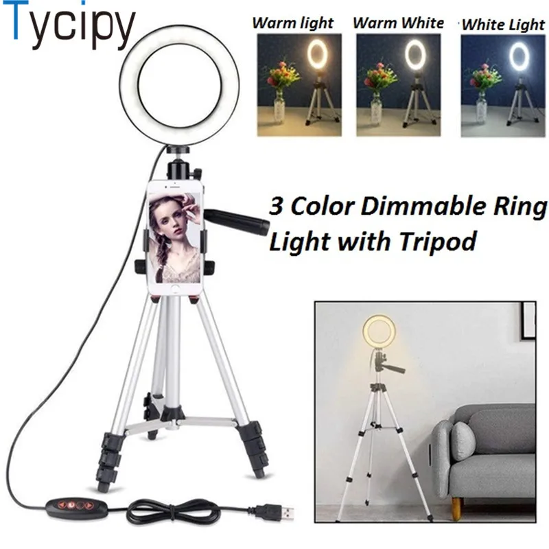 16cm LED Selfie Ring Light with Stand Photography Video 3500-5500k Photo Studio for Smartphone Phone Holder | Электроника