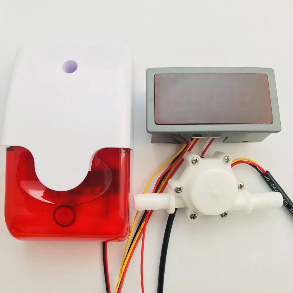 US308MT+USN-HS10PB 0.3-10L/min flow sensor Flow Meter and Alarmer Rate Display 110dB with Light for Pump protection | Инструменты