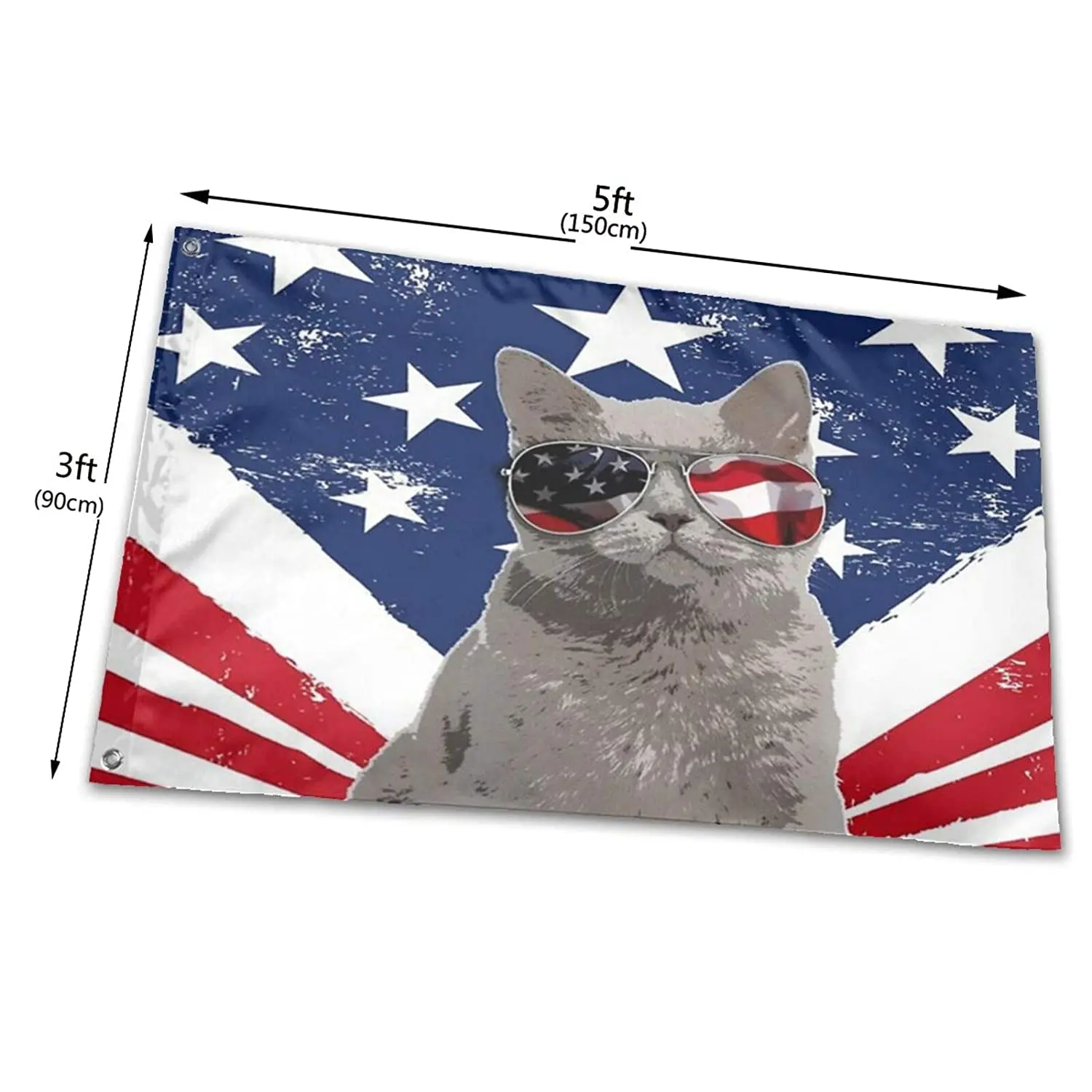 Забавные солнечные очки с котом США и американским флагом Садовый флаг 3x5 футов