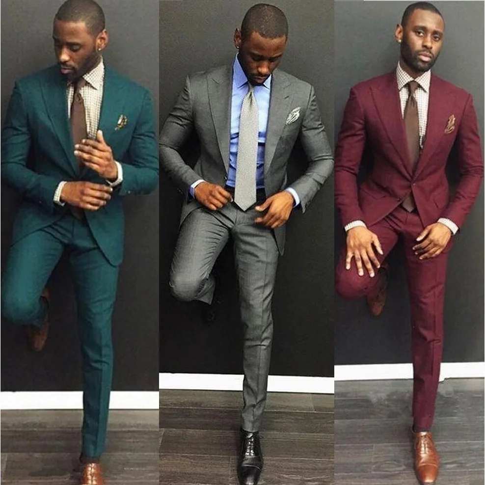 Деловые бордовые Свадебные Мужские костюмы облегающие смокинги для жениха