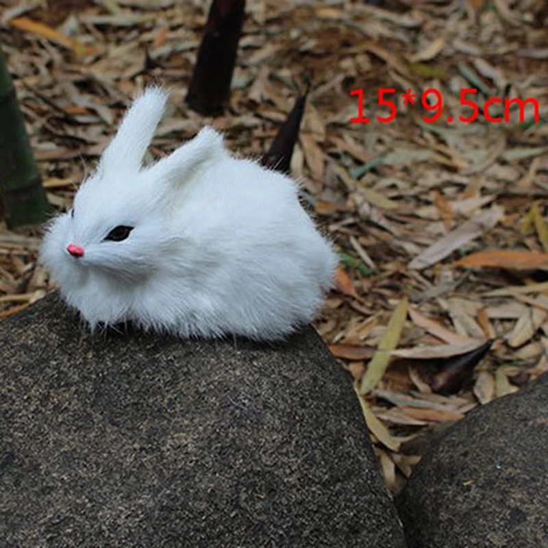 

1PC Mini Realistic Cute White Plush Rabbits Fur Lifelike Animal Easter Bunny Simulation Rabbit Toy Model Birthday Gift 15CM