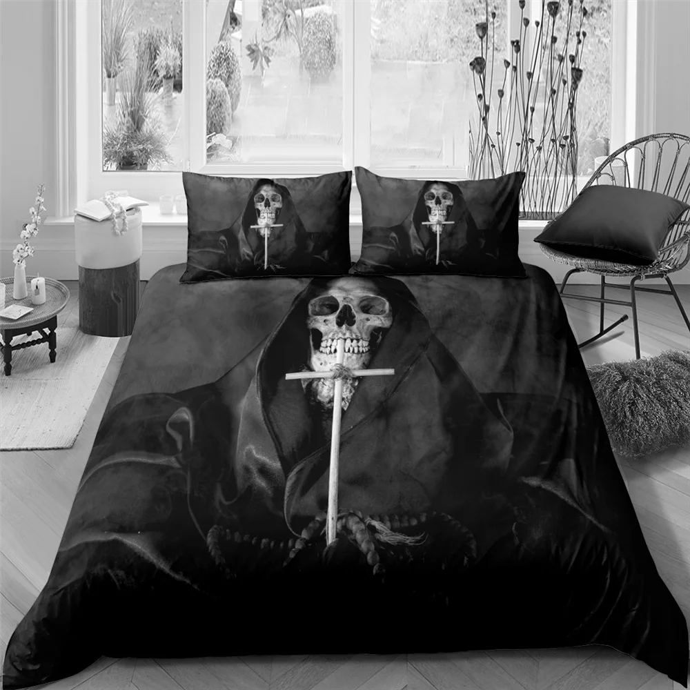 

Luxury Bedding Sets 3D Custom,Duvet Cover Set Queen/King,Quilt 2/3 PCS Bed Set,Halloween Skull Double Cover Pillowcase
