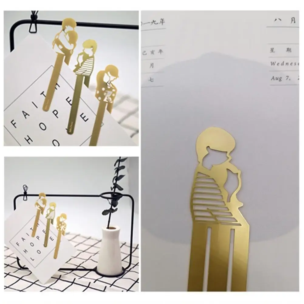 Creative Bookmark People Hug Shaped School Office Stationery Student Supplies Decorative Metal Binder |