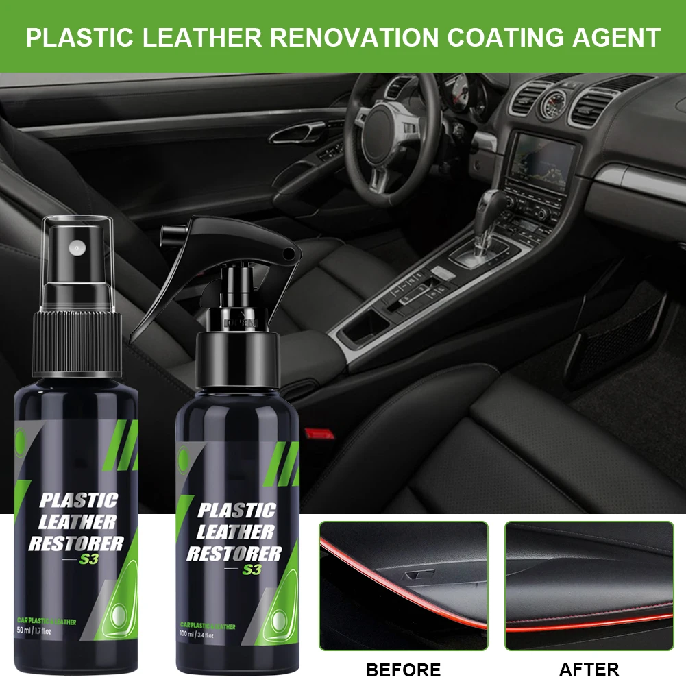 

50ml/100ml Plastic Renovator for Car Interior Spare Parts Seat Leather Liquid Wax Plastic Restore Cleaner Spray Accessories