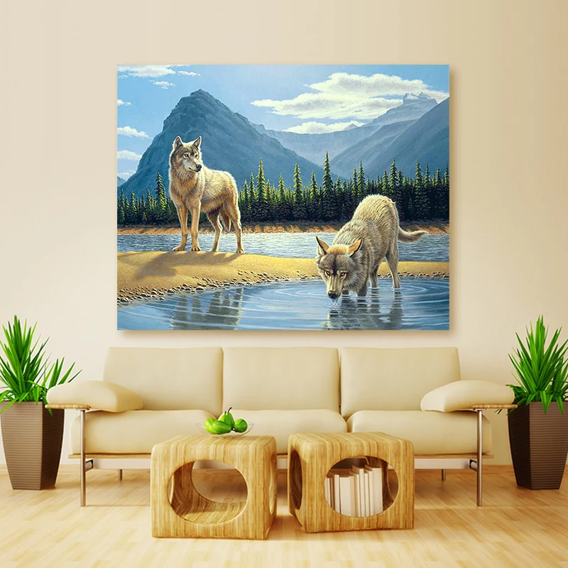 Картина по номерам Снежный волк животные в природе картины маслом ручной работы