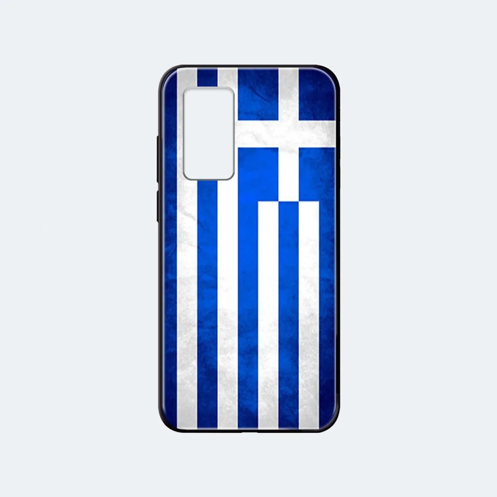 Мягкий чехол для телефона с греческим флагом черный Huawei nova P Y 2 3 6 7 8 9 10 20 30 I Smart Plus Z