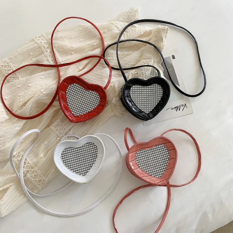 

PU Leather Women Heart-shaped Coin Purse Fashion Design Ladies Mini Shoulder Crossbody Bags Female Girls Accessories Handbags