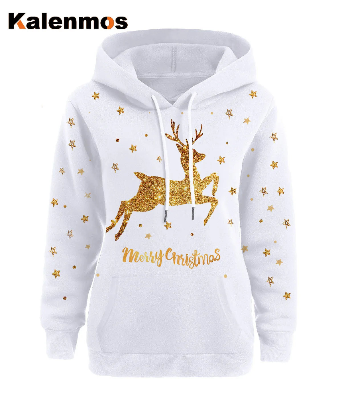 Рождественская Женская толстовка размера плюс рождественские Топы с длинным