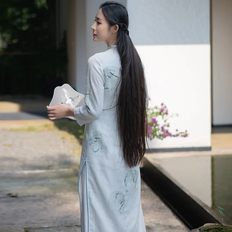 Современная традиционная китайская юбка-Чонсам hanfu летнее платье высокого