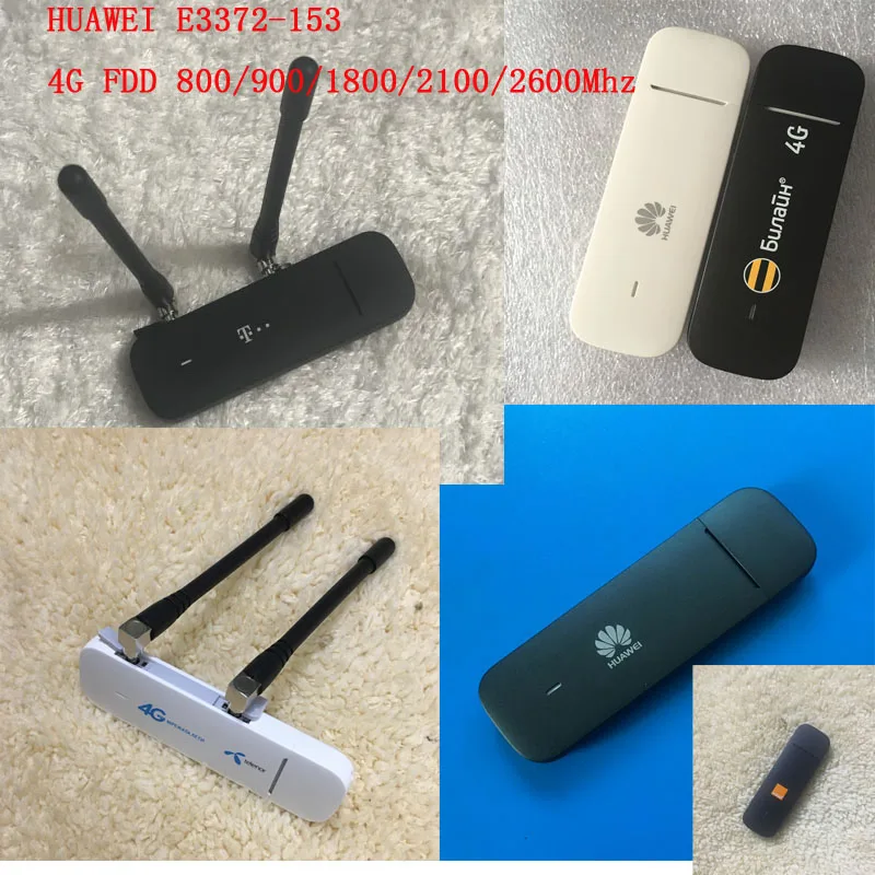 Разблокированный HUAWEI E3372 E3372h-153 150 Мбит/с 4G LTE USB модем двойной антенный порт Поддержка всех диапазонов с CRC9antenna