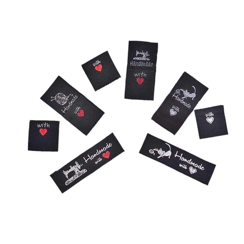 50pcs Woven Handmade With Love Cat Sewing Machine Clothing Labels Embossed Tags DIY Flag For Garment Accessories | Дом и сад