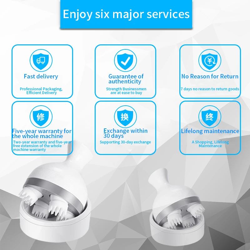 

New 3D Waterproof Electric Head Massager Wireless Scalp Massage Prevent Hair Loss Pet Vibration Massager Kneading Vibrating