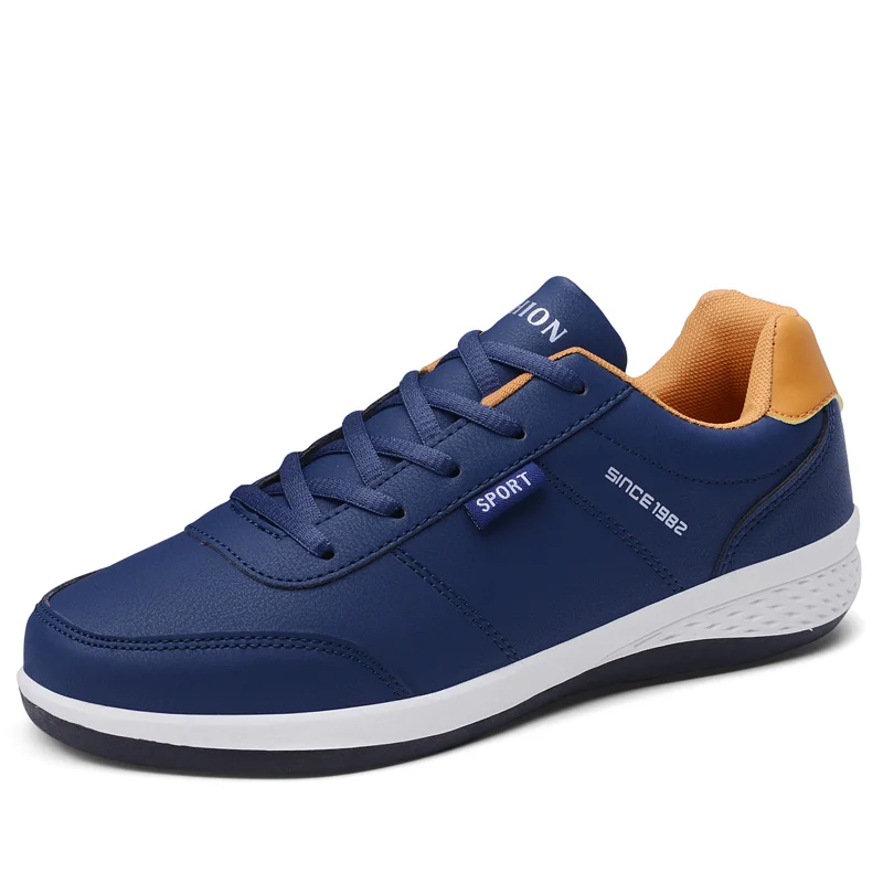 Кроссовки мужские кожаные модная повседневная обувь на шнуровке дышащие