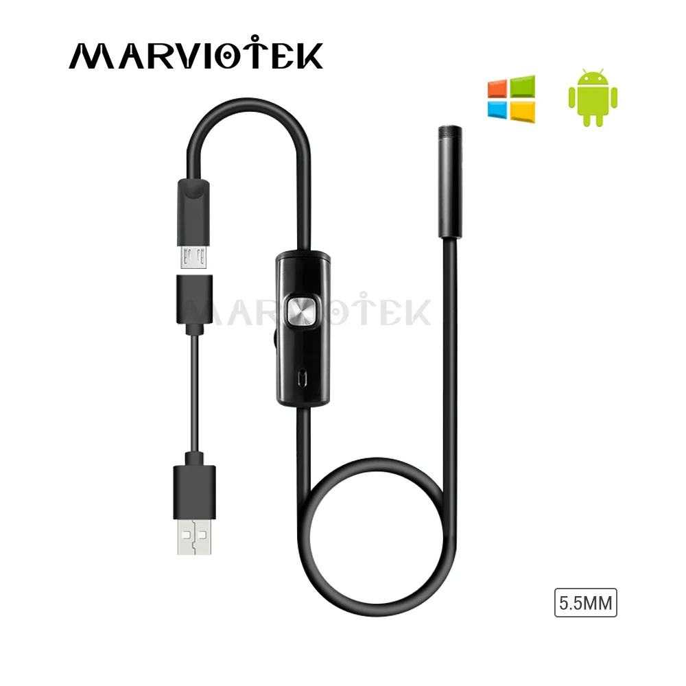 Камера Эндоскоп HD Гибкая Водонепроницаемая 5 мм IP67 6 светодиодов 1 м м|Камеры