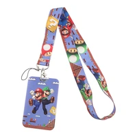 ya105 a well known games mario fashion lanyards id badge holder for student card cover business card with lanyard for girls