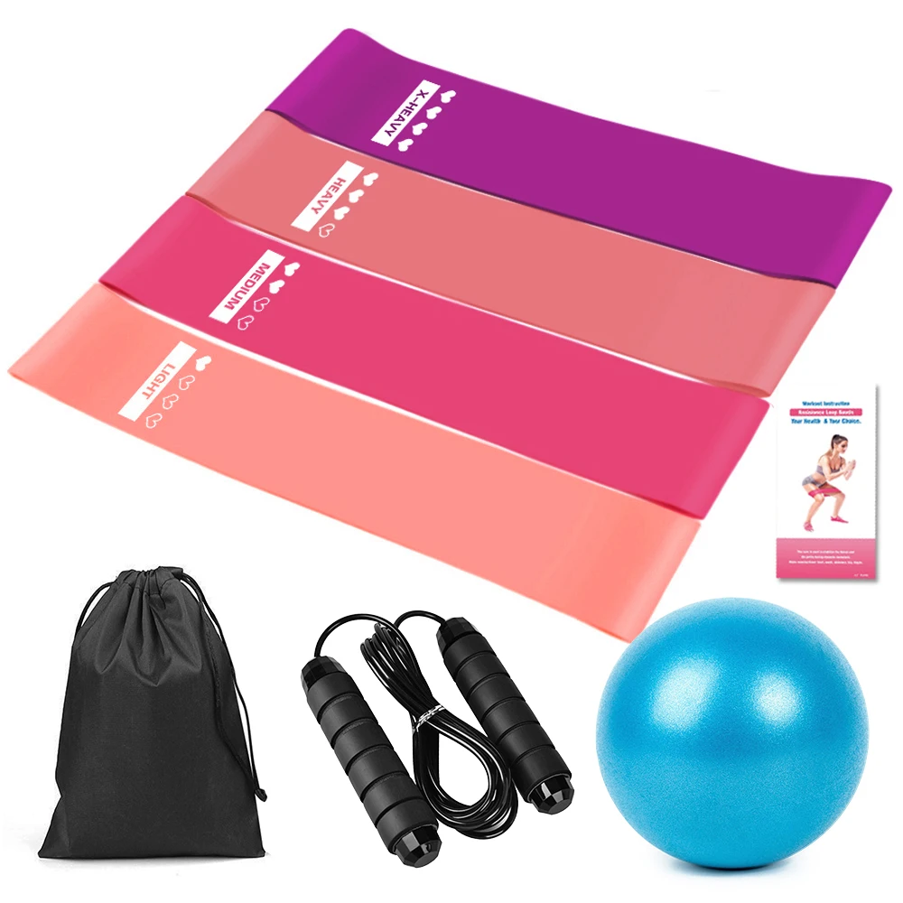 

Adjustable Rope with Storage Bag 4pcs Exercise Resistance Bands 25cm Yoga Ball Set Yoga Fitness Equipment for home gym office
