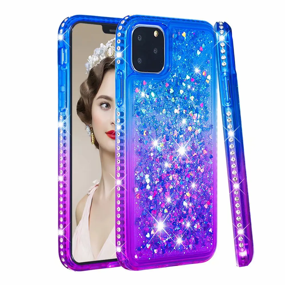 Для iPhone 11 10 7 8 Plus XR чехол градиентный Мягкий ТПУ ударопрочный подвижный Блестящий