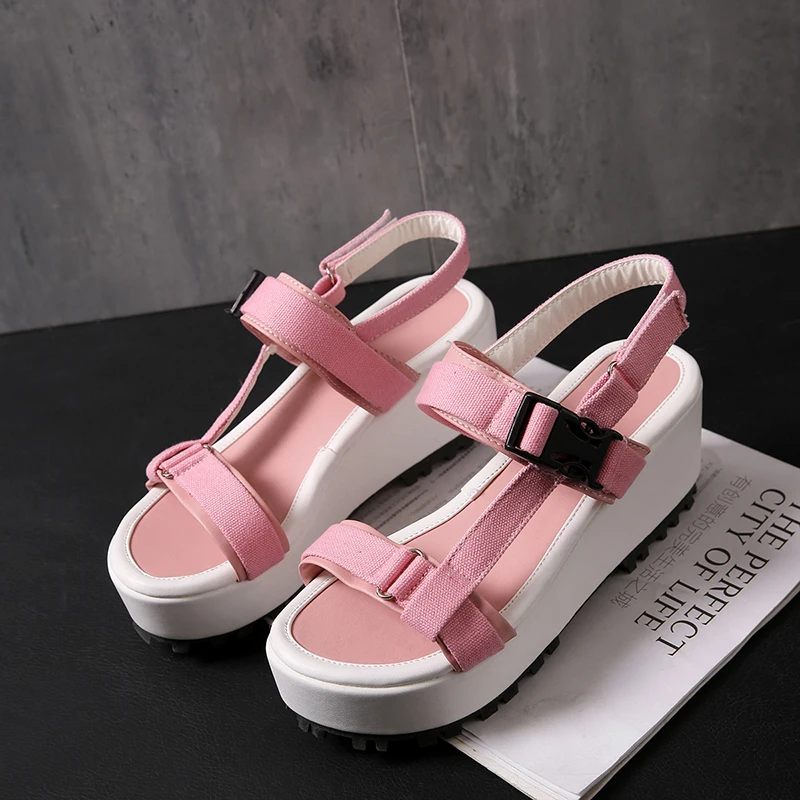 

Summer Casual Women Sandals 2021 New Buckle Strap Wedges Sandals Female High Heels With Platforms Shoes For Woman Plus Size 43