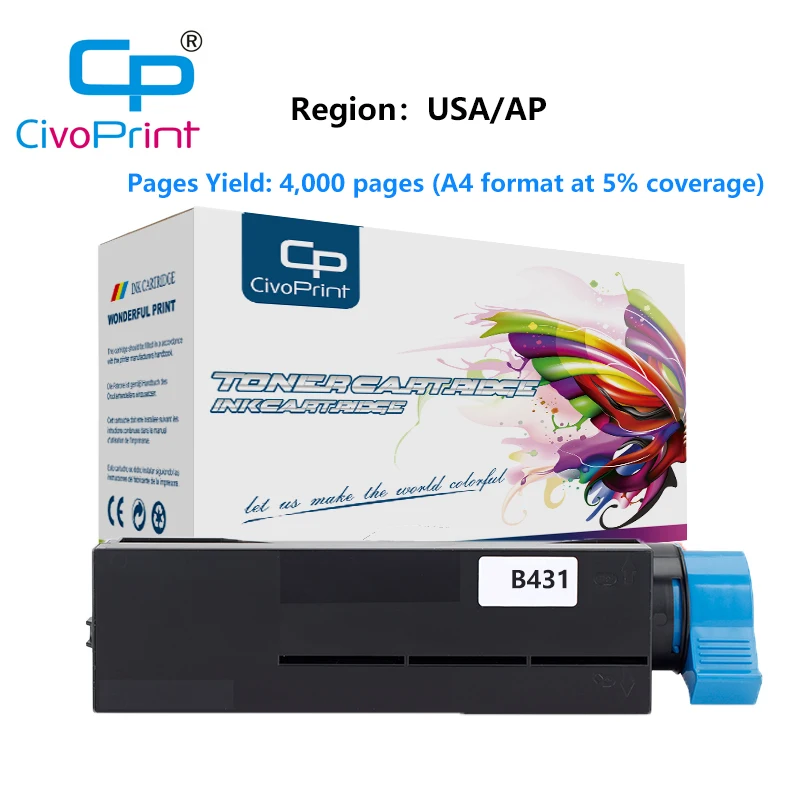 Civoprint 4000 страниц совместимый регион США/AP тонер картридж B431 для OKI B411d B411dn B431d | Картриджи с тонером -4001107107513