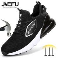 jiefu steel toe safety shoes for men women air cushion lightweight slip resistant indestructible work sneakers