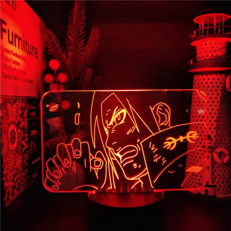 Naruto LED Night Light Senju Hashirama 3d Lamp Shodai Hokage Shippuden Anime Figure Lampara Shinobi No Kami Decoration Lighting