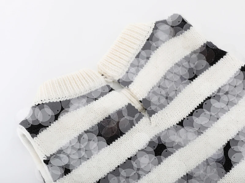 

Knitting White Striped Sweater Loose Fit Round Neck Sleeveless Women Pullovers New Fashion Tide Autumn Winter 2021 1DC169