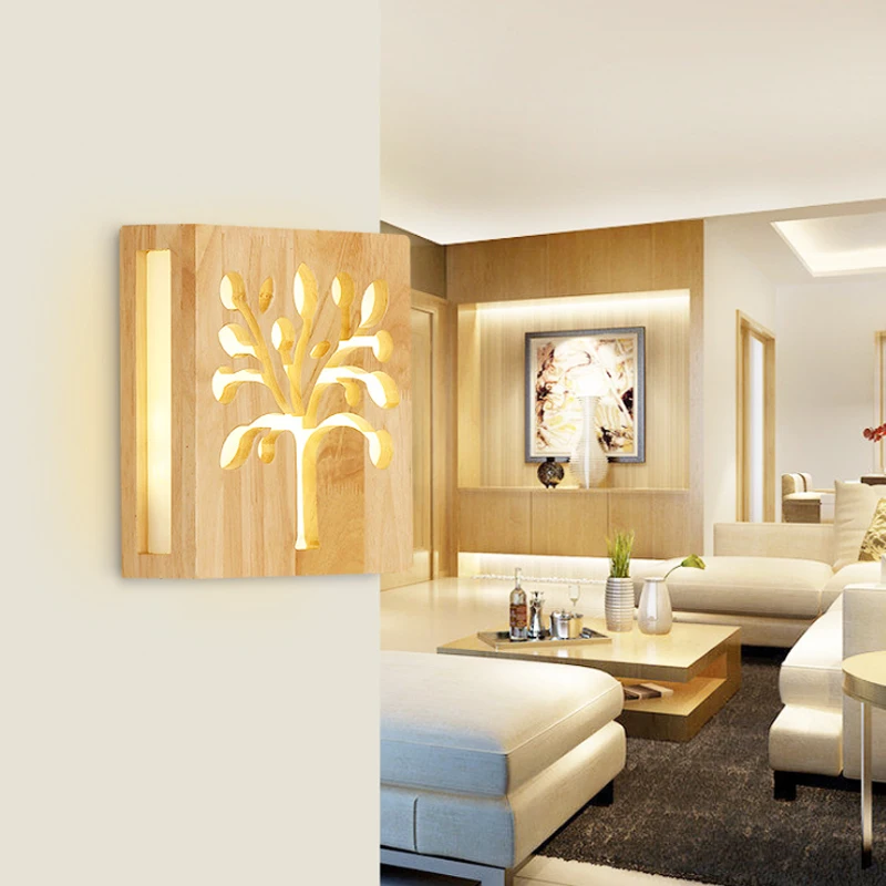 Деревянная светодиодная настенная лампа современный алюминиевый креативный