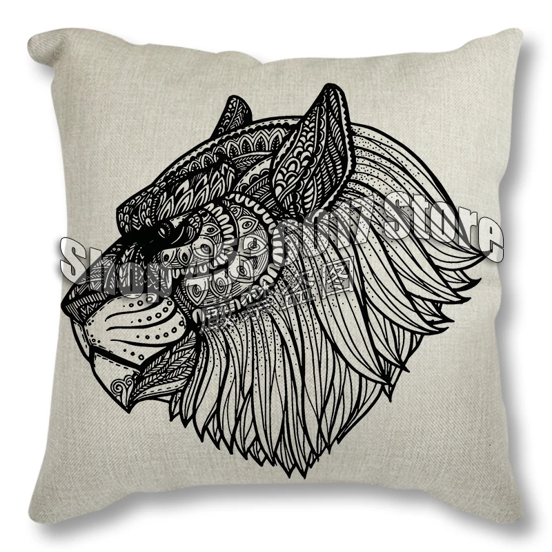 Наволочка черная линия анимальный узор хлопок лен Подушка для автомобиля на