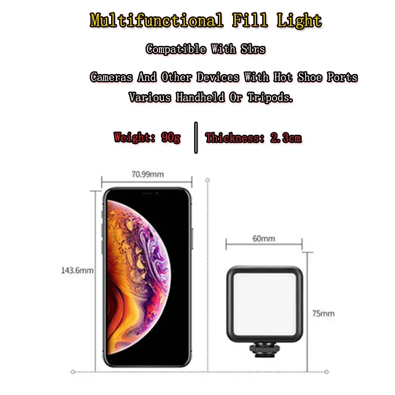 

W49S Mini Video Light RGB Portable Lighting for Photography 2000mAh Led Video Camera Light Vlog Fill Light Live Tiktok Type-c