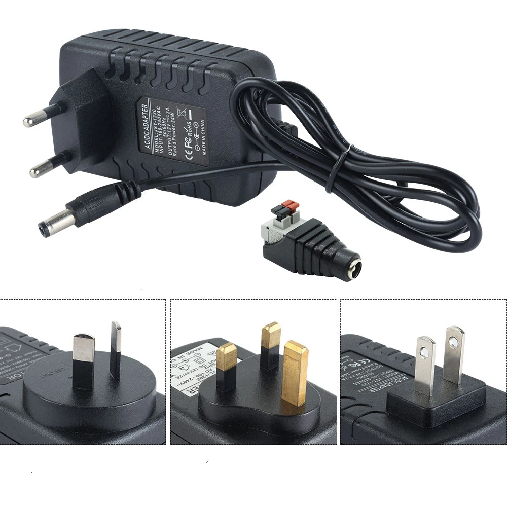 2/3/4/5/6A 12V EU/US адаптер постоянного тока Питание адаптера переменного для