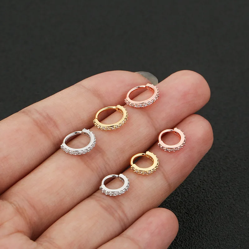 

Ear Bone Stud Body Jewelry for Women Hot Sale Piercing Jewelry Earrings Nose Ring Copper Micro Inlaid Zirconium Mini European